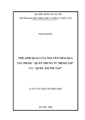 Luận văn thạc sĩ thế giới quan của nguyễn trãi qua tác phẩm