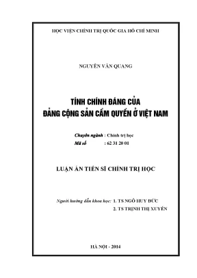 Luận án tiến sĩ tính chính đáng của đảng cộng sản cầm quyền ở việt nam