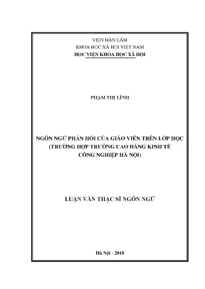 Luận văn thạc sĩ ngôn ngữ phản hồi của giáo viên trên lớp học trường cao đẳng kinh tế công nghiệp hà nội