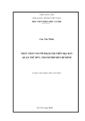Luận văn thạc sĩ nhân thân người phạm tội trên địa bàn quận thủ đức thành phố hồ chí minh