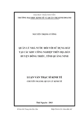 Luận văn thạc sĩ quản lý nhà nước đối với sử dụng đất tại các khu công nghiệp trên địa bàn huyện đông triều tỉnh quảng ninh