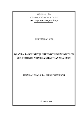 Luận văn thạc sĩ quản lý tài cính tại chương trình nông thôn mới dưới góc nhìn của kiểm toán nhà nước