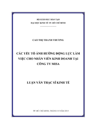Các yếu tố ảnh hưởng đến động lực làm việc cho nhân viên kinh doanh tại công ty misa