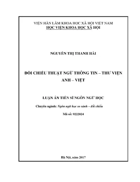 Luận án tiến sĩ đối chiếu thuật ngữ thông tin thư viện anh việt