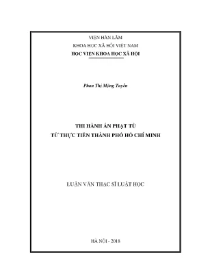Luận văn thạc sĩ thi hành án phạt tù từ thực tiễn thành phố hồ chí minh