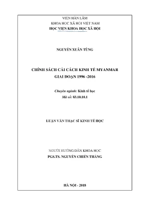 Luận văn thạc sĩ chính sách cải cách kinh tế của myanmar giai đoạn 1996 2016