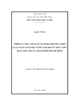 Luận văn thạc sĩ nhiệm vụ thu chi nsđp theo luật nsnn năm 2015 từ thực tiễn quận phú nhuận thành phố hồ chí minh