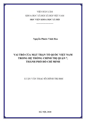Luận văn thạc sĩ vai trò của mặt trận tổ quốc việt nam trong hệ thống chính trị quận 7 thành phố hồ chí minh