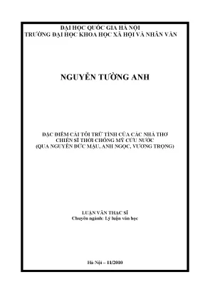 Đặc điểm cái tôi trữ tình của các nhà thơ chiến sĩ thời chống mỹ cứu nƣớc