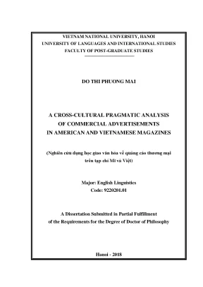 A cross cultural pragmatic analysis of commercial advertisements in american and vietnamese magazines