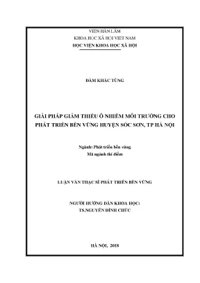 Luận văn thạc sĩ giải pháp giảm thiểu ô nhiễm môi trường cho phát triển bền vững huyện sóc sơn