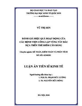 Luận án tiến sĩ đánh giá hiệu quả hoạt động của các bệnh viện công lập vùng tây bắc dựa trên thẻ điểm cân bằng