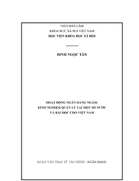 Luận văn thạc sĩ hoạt động ngân hàng ngầm kinh nghiệm quản lý tại một số nước và bài học cho việt nam