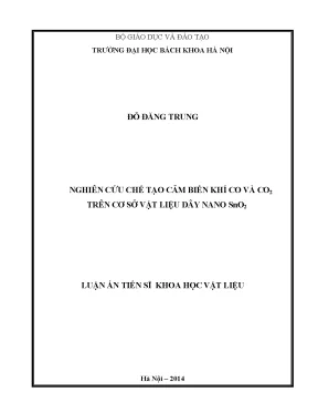 Luận án tiến sĩ nghiên cứu chế tạo cảm biến khí co và co2 trên cơ sở vật liệu dây nano sno2