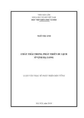 Luận văn thạc sĩ chất thải trong phát triển du lịch ở vịnh hạ long