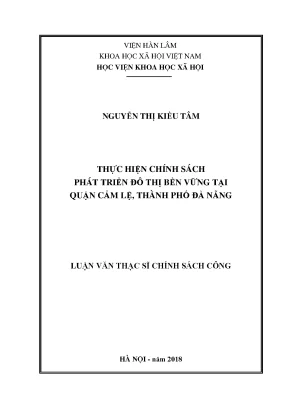 Luận văn thạc sĩ thực hiện chính sách phát triển đô thị bền vững tại quận cẩm lệ thành phố đà nẵng