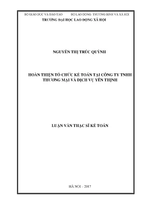 Hoàn thiện tổ chức kế tốn tại cơng ty tnhh thương mại và dịch vụ yên thịnh 8897789