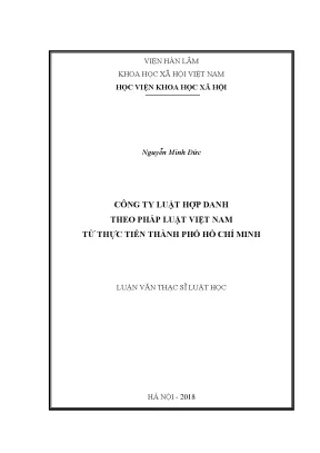 Luận văn thạc sĩ công ty luật hợp danh theo pháp luật việt nam từ thực tiễn thành phố hồ chí minh