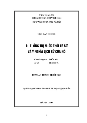 Luận án tiến sĩ tư tưởng trị nước thời lê sơ và ý nghĩa lịch sử của nó