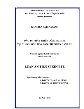 Luận án tiến sĩ đầu tư phát triển công nghiệp tại nước cộng hòa dân chủ nhân dân lào