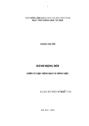 Luận án tiến sĩ hành động hỏi trên tư liệu tiếng hàn và tiếng việt