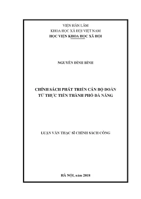 Luận văn thạc sĩ chính sách phát triển cán bộ đoàn từ thực tiễn thành phố đà nẵng