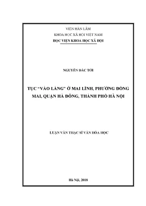 Luận văn thạc sĩ tục vào làng ở mai lĩnh phường đồng mai quận hà đông thành phố hà nội