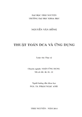 Luận văn thạc sĩ thuật toán dca và ứng dụng