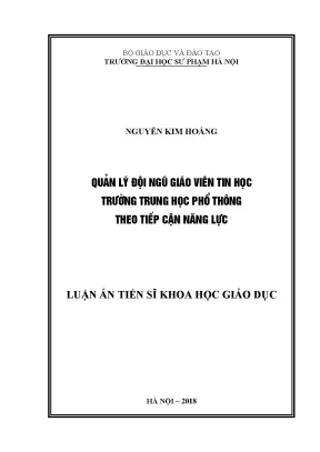 Luận án tiến sĩ quản lý đội ngũ giáo viên tin học trường trung học phổ thông theo tiếp cận năng lực