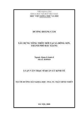 Luận văn thạc sĩ xây dựng nông thôn mới tại xã đồng sơn thành phố bắc giang