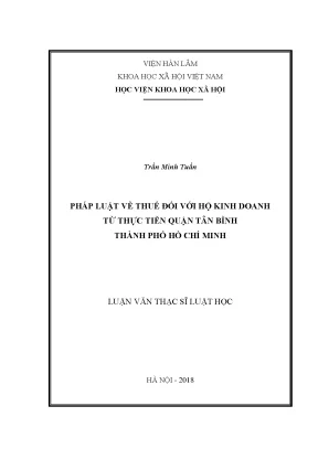 Luận văn thạc sĩ pháp luật về thuế đối với hộ kinh doanh từ thực tiễn quận tân bình thành phố hồ chí minh
