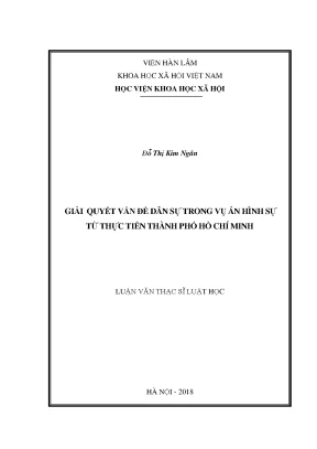 Luận văn thạc sĩ giải quyết vấn đề dân sự trong vụ án hình sự từ thực tiễn thành phố hồ chí minh