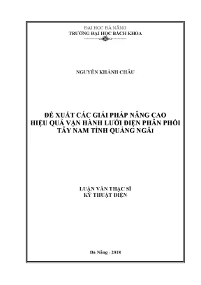 Đề xuất các giải pháp nâng cao hiệu quả vận hành lưới điện phân phối tây nam tỉnh quảng ngãi