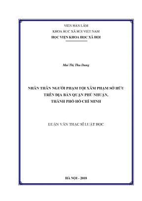 Luận văn thạc sĩ nhân thân người phạm tội xâm phạm sở hữu trên địa bàn quận phú nhuận thành phố hồ chí minh