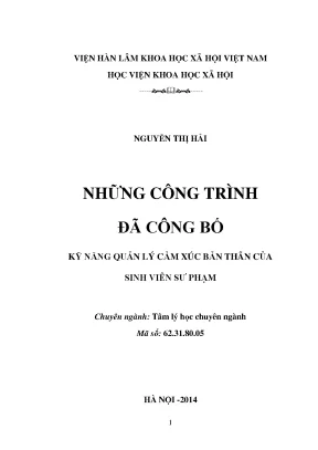 Luận án tiến sĩ kỹ năng quản lý cảm xúc bản thân của sinh viên sư phạm