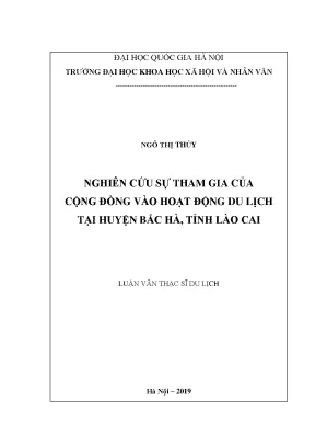 Nghiên cứu sự tham gia của cộng đồng vào hoạt động du lịch tại huyện bắc hà tỉnh lào cai 6795891