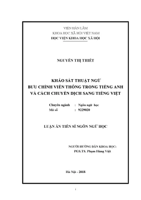 Luận án tiến sĩ khảo sát thuật ngữ bưu chính viễn thông trong tiếng anh và cách chuyển dịch sang tiếng việt