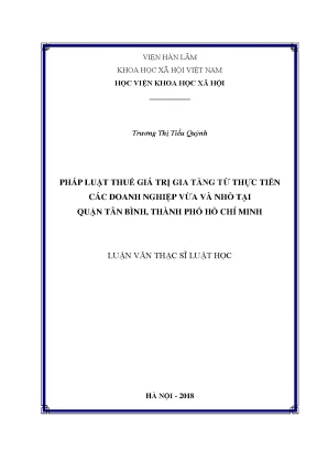 Luận văn thạc sĩ pháp luật thuế giá trị gia tăng từ thực tiễn các doanh nghiệp vừa và nhỏ quận tân bình