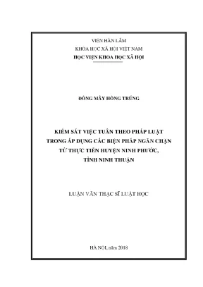 Luận văn thạc sĩ kiểm sát việc tuân theo pháp luật trong áp dụng các biện pháp ngăn chặn từ thực tiễn huyện ninh phước tỉnh ninh thuận