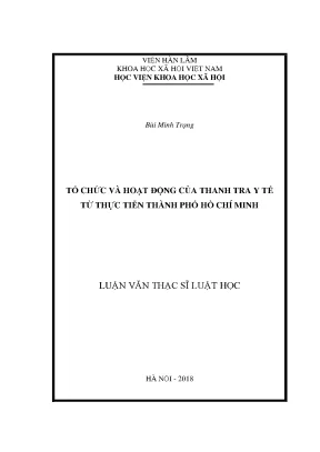 Luận văn thạc sĩ tổ chức và hoạt động của thanh tra y tế từ thực tiễn thành phố hồ chí minh