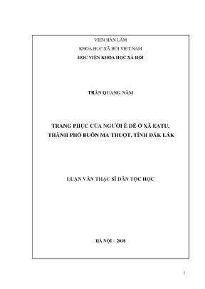 Luận văn thạc sĩ trang phục của người ê đê ở xã eatu thành phố buôn ma thuột tỉnh đắk lắk