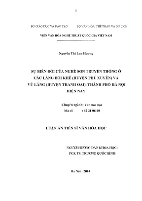 Luận án tiến sĩ sự biến đổi của nghề sơn truyền thống ở các làng bối khê huyện phú xuyên và vũ lăng huyện thanh oai thành phố hà nội hiện nay