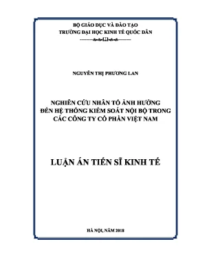 Luận án tiến sĩ nghiên cứu nhân tố ảnh hưởng đến hệ thống kiểm soát nội bộ trong các công ty cổ phần việt nam