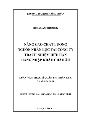 Nâng cao chất lƣợng nguồn nhân lực tại công ty trách nhiệm hữu hạn hàng nhập khẩu châu âu
