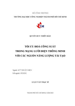 Tối ưu hoá công suất trong mạng lưới điện thông minh với các nguồn năng lượng tái tạo luận văn thạc sĩ