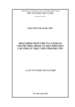 Luận văn thạc sĩ hoạt động pháp chế của cơ quan chuyên môn thuộc ủy ban nhân dân cấp tỉnh từ thực tiễn tỉnh phú yên