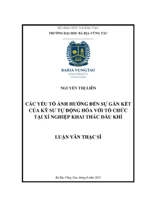 Các yếu tố ảnh hưởng đến sự gắn kết của kỹ sư tự động hóa với tổ chức tại xí nghiệp khai thác dầu khí bluận văn thạc sĩ