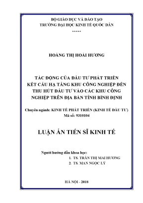 Luận án tiến sĩ tác động của đầu tư phát triển kết cấu hạ tầng khu công nghiệp đến thu hút đầu tư vào các khu công nghiệp trên địa bàn tỉnh bình định