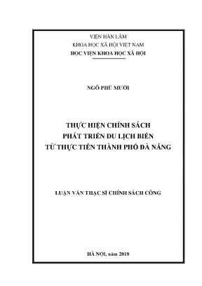 Luận văn thạc sĩ thực hiện chính sách phát triển du lịch biển từ thực tiễn thành phố đà nẵng