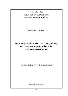 Luận văn thạc sĩ thực hiện chính sách bảo trợ xã hội từ thực tiễn quận hải châu thành phố đà nẵng